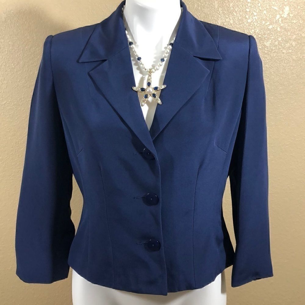 Hugo Buscati blue silk button up jacket
